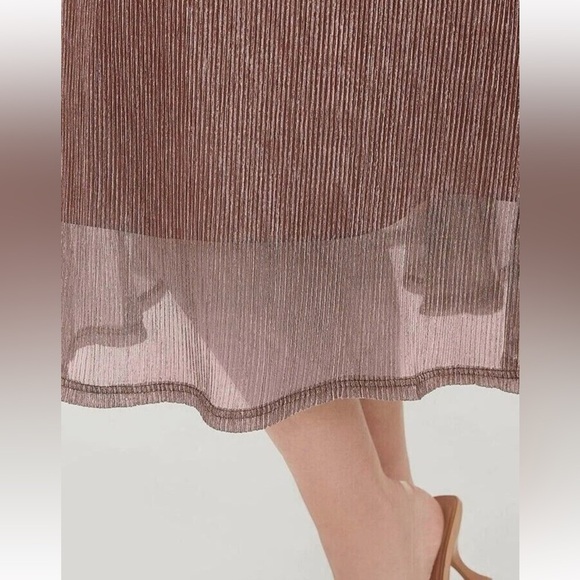 Bloomchic Plus Size Glitter Mesh Surplice Neck Ruffle Sleeve Pocket Midi Dress - Picture 6 of 6